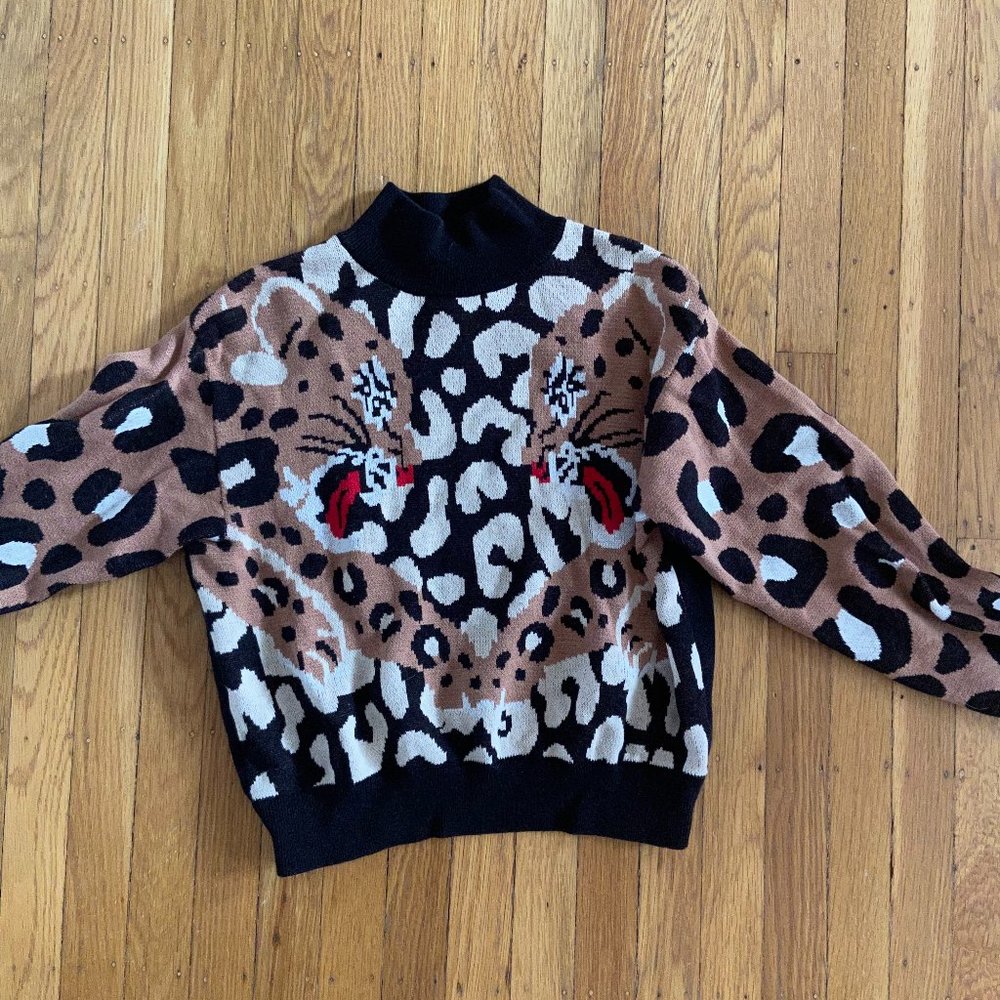 ASOS Design Mock Neck Tiger Leopard Sweater - Picture 7 of 11